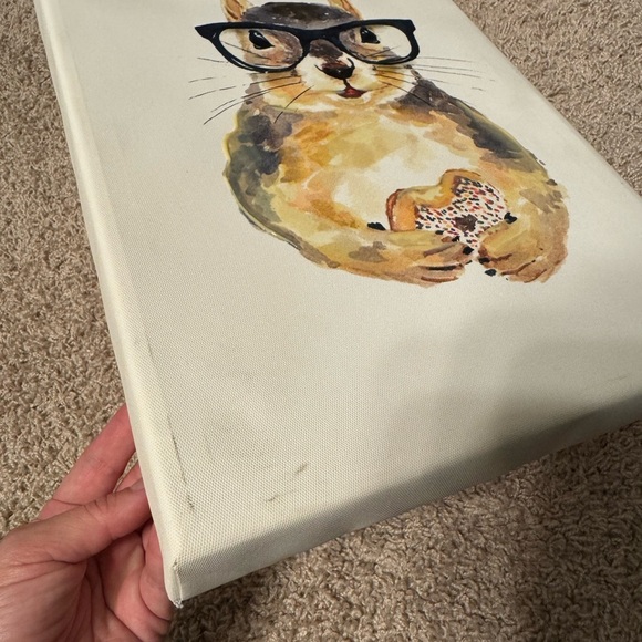 Deidre Wicks Hand Embellished Giclee Print of Squirrel holding Donut aprx 15x12 - Picture 4 of 6